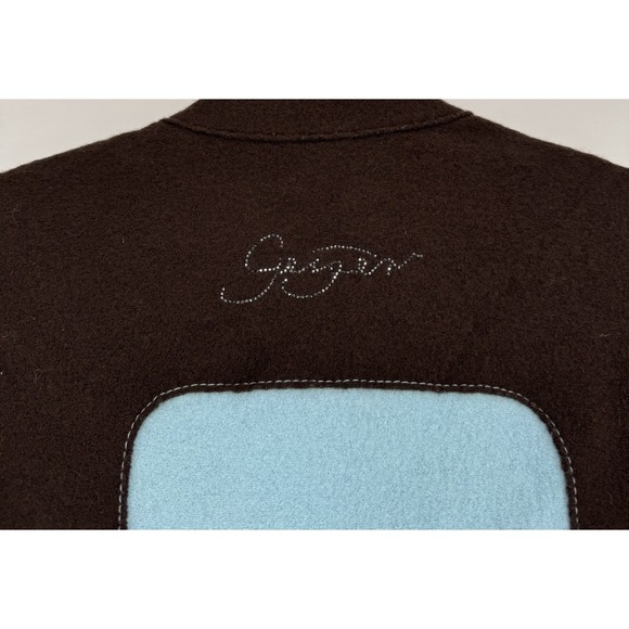 Geiger Austria‎ Pure Wool Vest Women's 42 Dark Brown Light Blue Full Zip - Picture 8 of 8